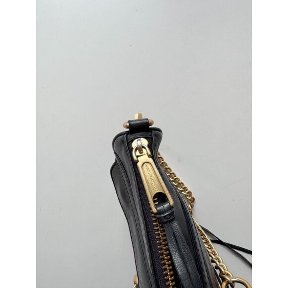 REBECCA MINKOFF Mini MAC Black Leather Gold Chain Crossbody Purse Bag - Picture 7 of 13